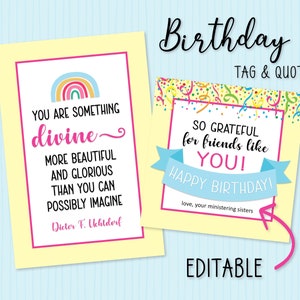 You Are Something Divine | Digital Birthday Ministering Set | Dieter F. Uchtdorf Quote | LDS Relief Society | Birthday Ministering Idea