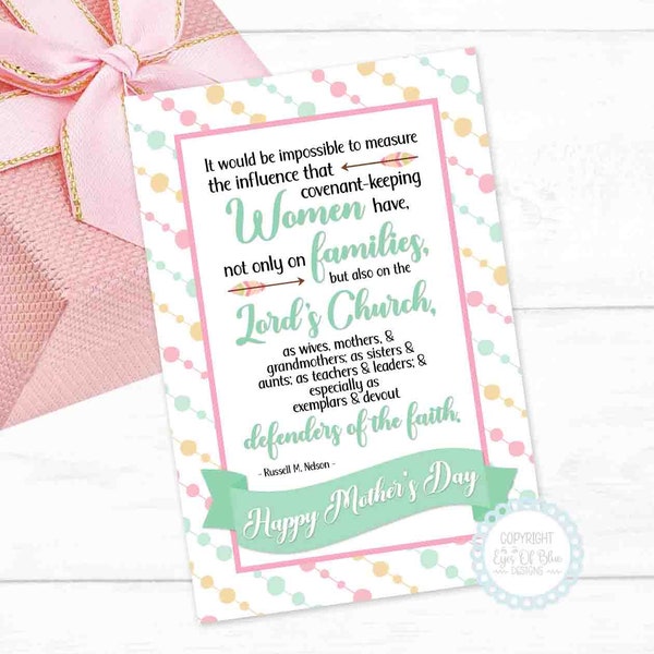 Covenant-Keeping Women | Digital LDS Mother's Day Printable | Mother's Day Ministering Card | LDS Ward Mother's Day Gift |  Relief Society
