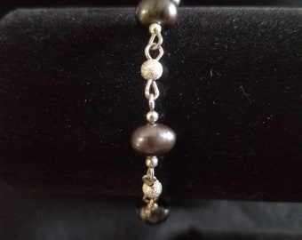 Pulsera de perla negra de agua dulce