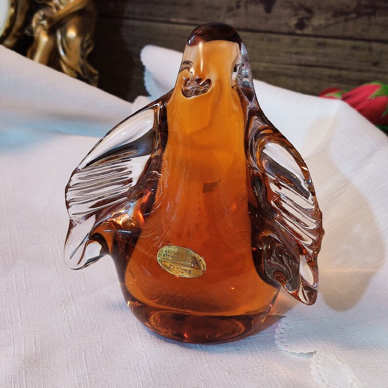 Vintage Wedgwood Glass Paperweight Penguin Etsy