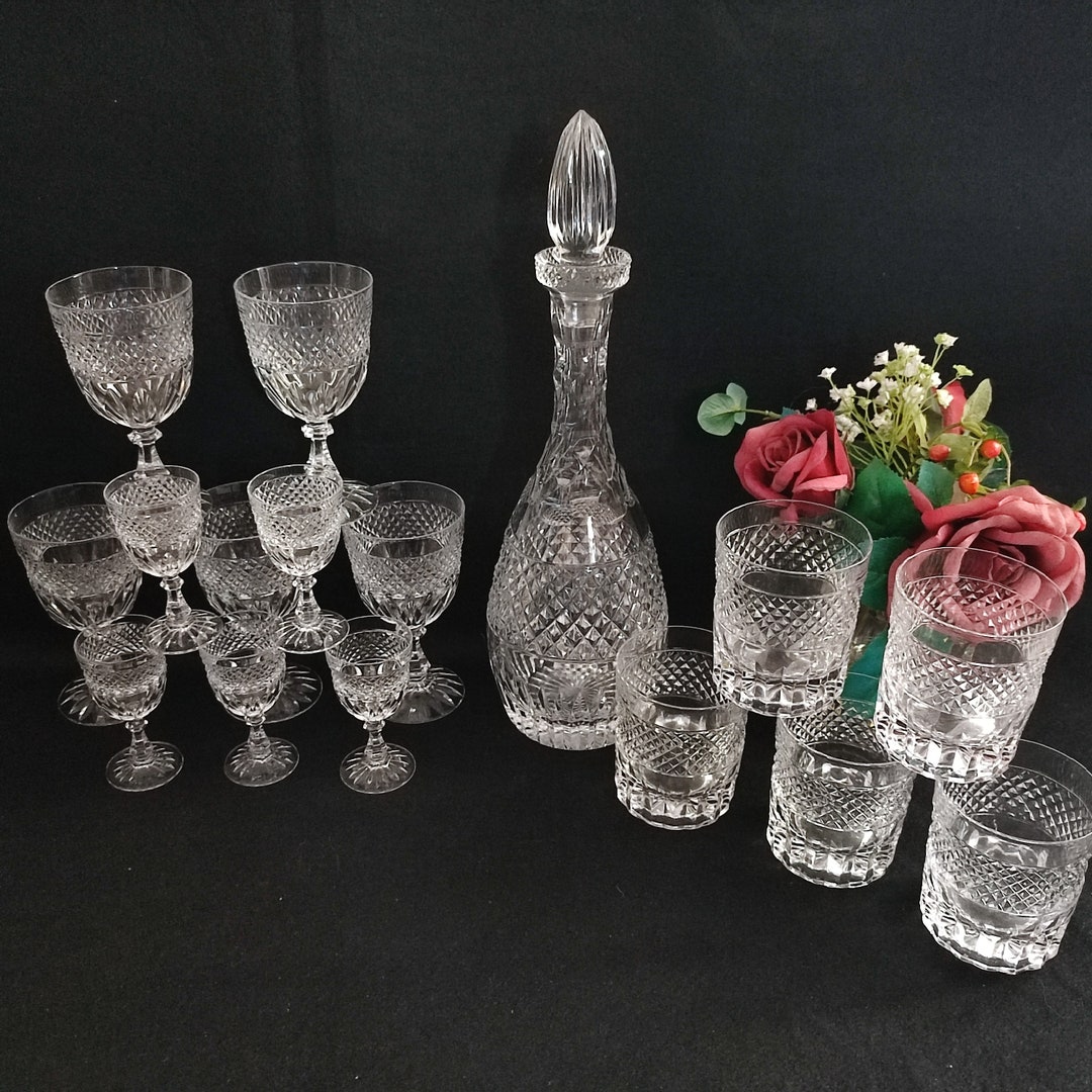 Vintage Crystal Cut Glasses Set 16 Pieces,wine, Sherry, Tumblers