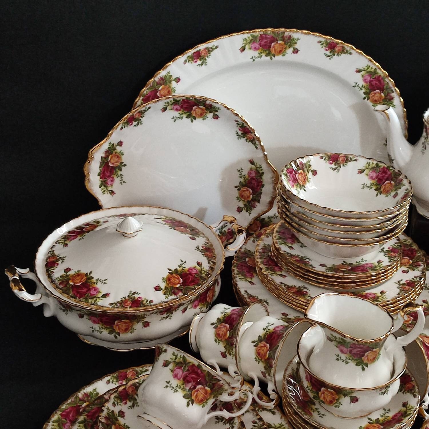 Vintage Royal Albert Old Country Rose Dinner Set & Teaset Fine Etsy