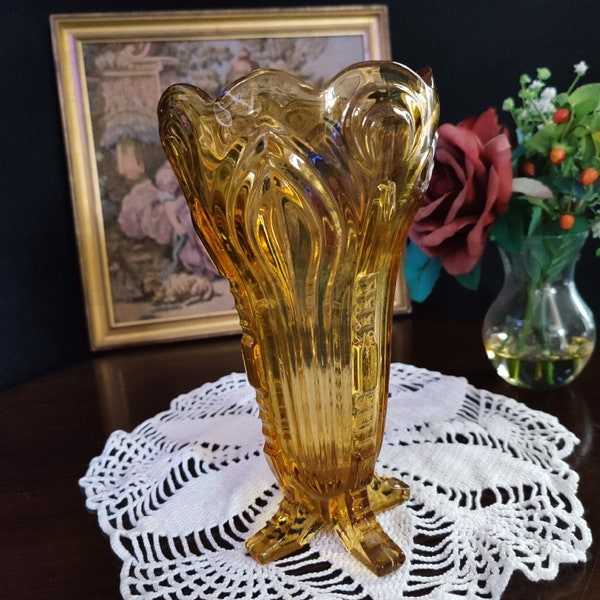 Vintage - Art Deco Amber Glass Vase