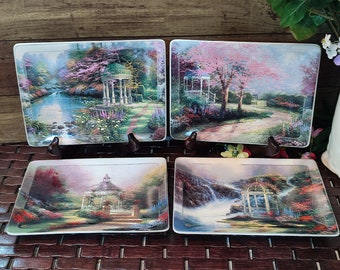 Set of 4x Limited Edition "Thomas Kinkade" Collection of "Nature's Retreats Plates" - Bradford Exchange