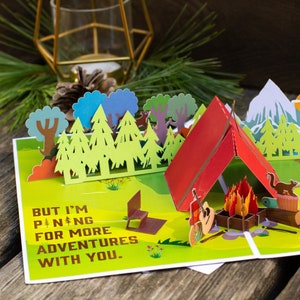 Cardstalked Sappy Tent Camping Pop-Up Anniversary Card - Unique Handmade Greeting Card - A Romantic Gift for Valentine's Day or Anniversarie