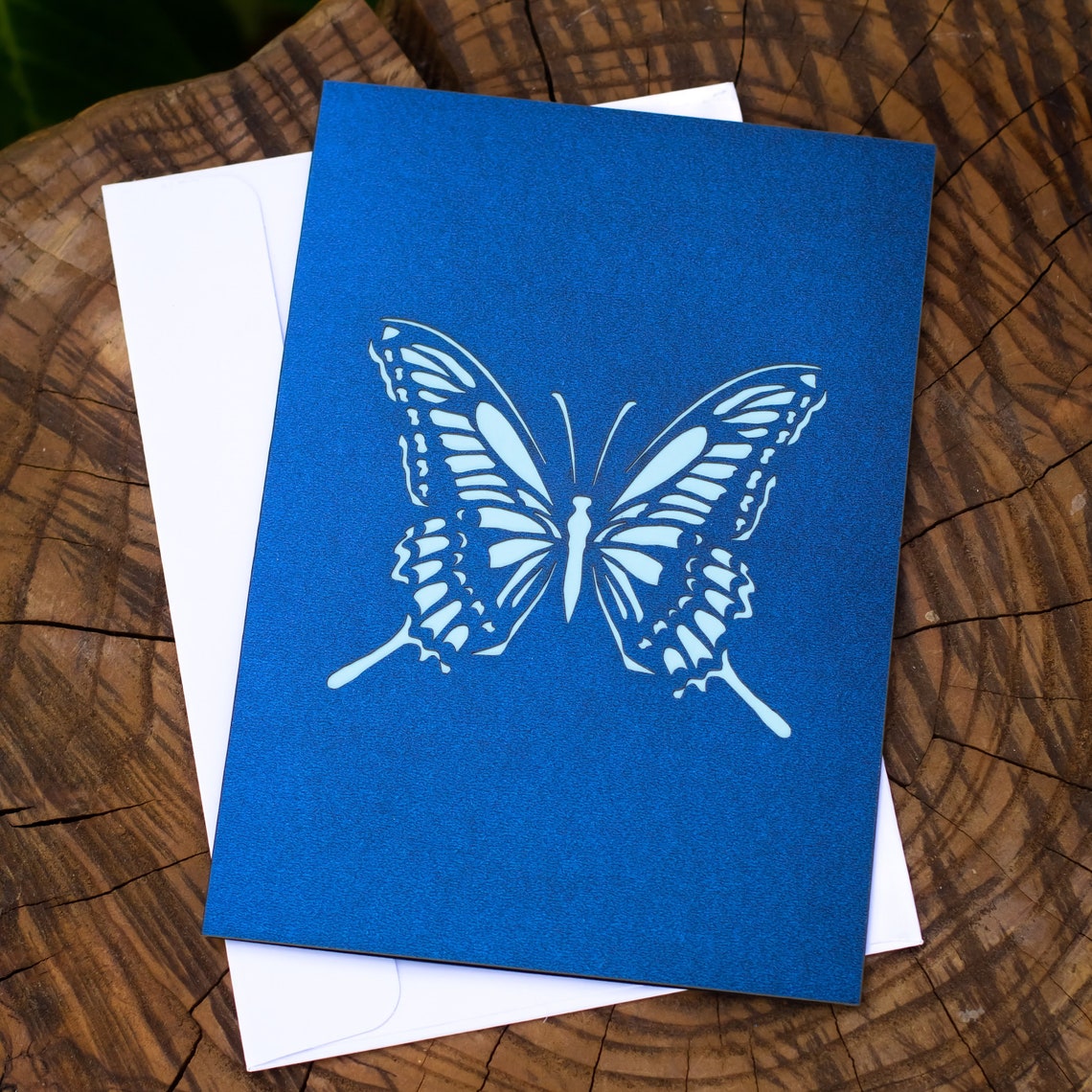 Pop‑up Butterfly Card – Handmade, Veteran‑owned, 3D Blue Morpho for ...