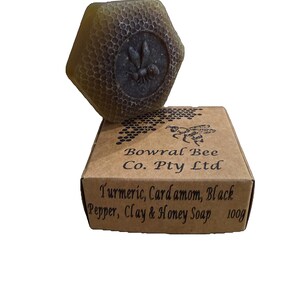 Turmeric, Cardamom, Black Pepper, Clay & Honey Soap - 100g Vegan Friendly