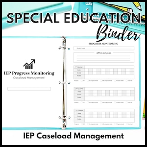 Special Education IEP Caseload Manager, Printable Progress Monitoring Pages, IEP Snapshot Page, Special Education Teacher Planner Download