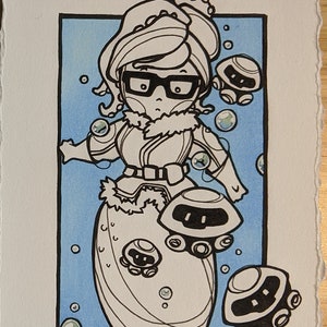 Fine Art Print - Mer-Mei - Ink - Copic - Mermaid - Overwatch Fan Art