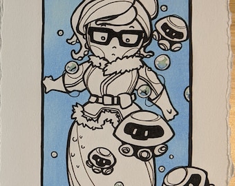 Fine Art Print - Mer-Mei - Ink - Copic - Mermaid - Overwatch Fan Art