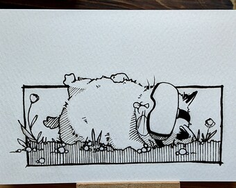 Fine Art Print - VR Catnip Cat - Ink - Cosmo - Original Art - Soe