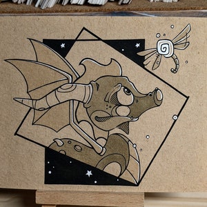 Fine Art Print - Spyro the Dragon - Sparx - Reignited Trilogy - Fanart - Ink Drawing - Video Game - Soe