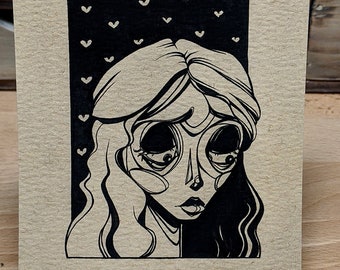 Fine Art Print - Emily - Corpse Bride - Ink Drawing - Soe - Fanart