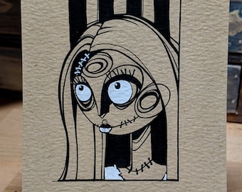 Fine Art Print - Sally - The Nightmare Before Christmas - Ink Drawing - Soe - Fanart