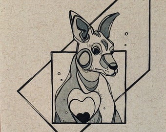 Fine Art Print - Kangaroo - Ink Drawing - Original Art - Soe