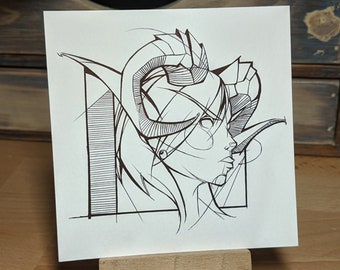 Fine Art Print - Fanart - Draenei - Ink Drawing - WoW - Soe