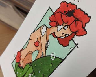 Fine Art Print - Poppy Mermaid - Ink - Original Art - Soe