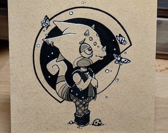 Fine Art Print - Flick - Ink - Animal Crossing New Horizon - Fanart - Soe