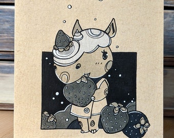 Fine Art Print - Merengue - Villager - Animal Crossing New Horizon - Ink - Fanart - Soe