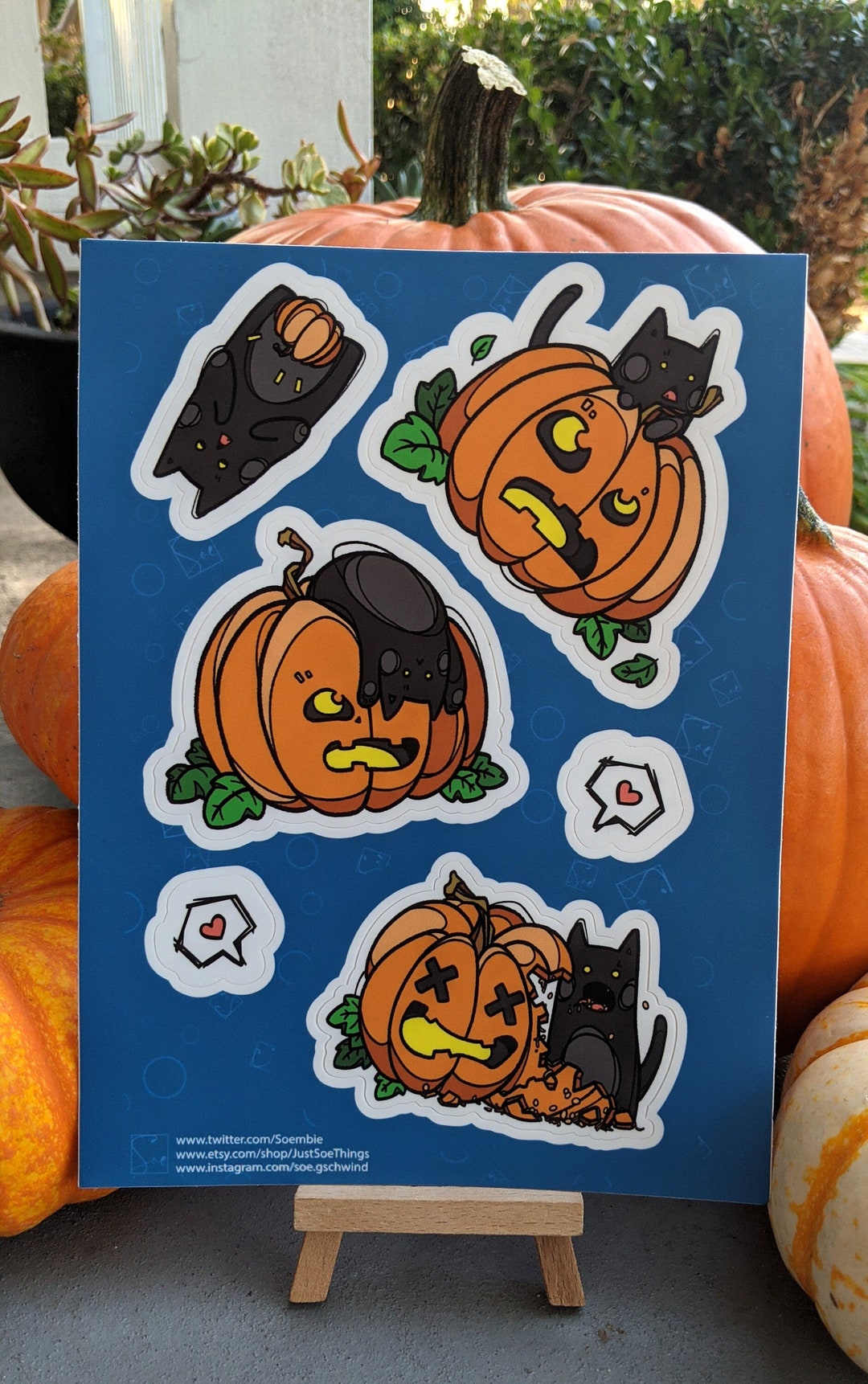 Halloween Stickers - Black Cat & Pumpkin - Sticker Sheet - Etsy