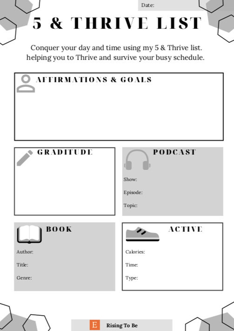 Neutral Weekly 5 &amp; Thrive Tracker Goal Tracker Printable | Etsy
