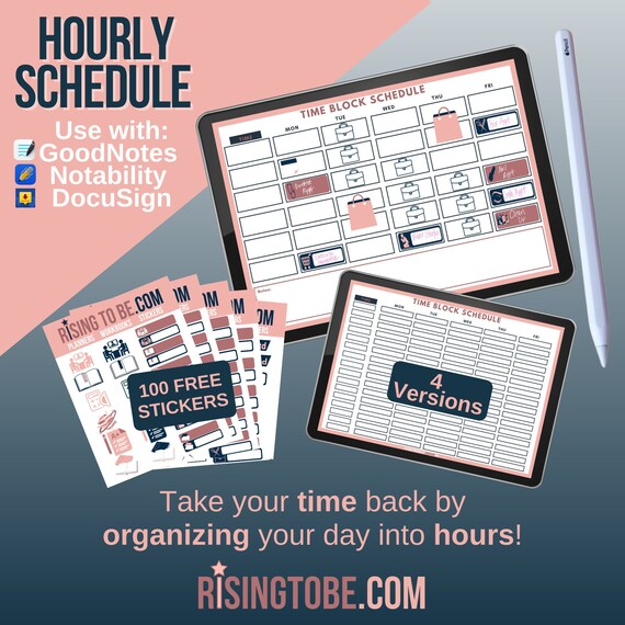 hourly planner printable goodnotes planner weekly planner etsy india