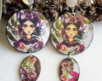 Gioielli Orecchini Regalo Ritratto Design Floreale Dichiarazione Gioielli Stile Artistico Agata Verde Pietra Preziosa Accessorio Fatto a Mano Regalo Per Donna