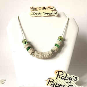 Teacher Gift Necklace Book Lover Design Handmade Paper Art Collection Reading Club Accessory Unique Literary Present Recycled Book Pages Art