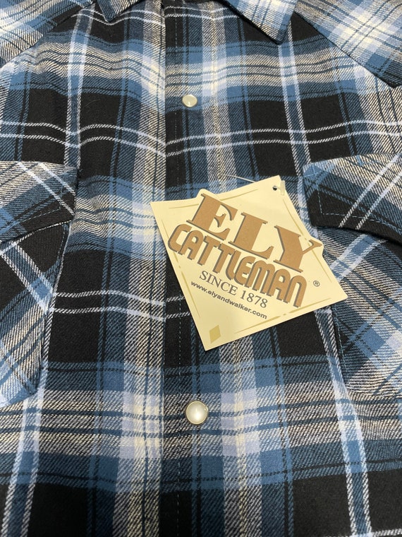 Vintage Ely Cattleman Blue Plaid Pearl Snap Insul… - image 3