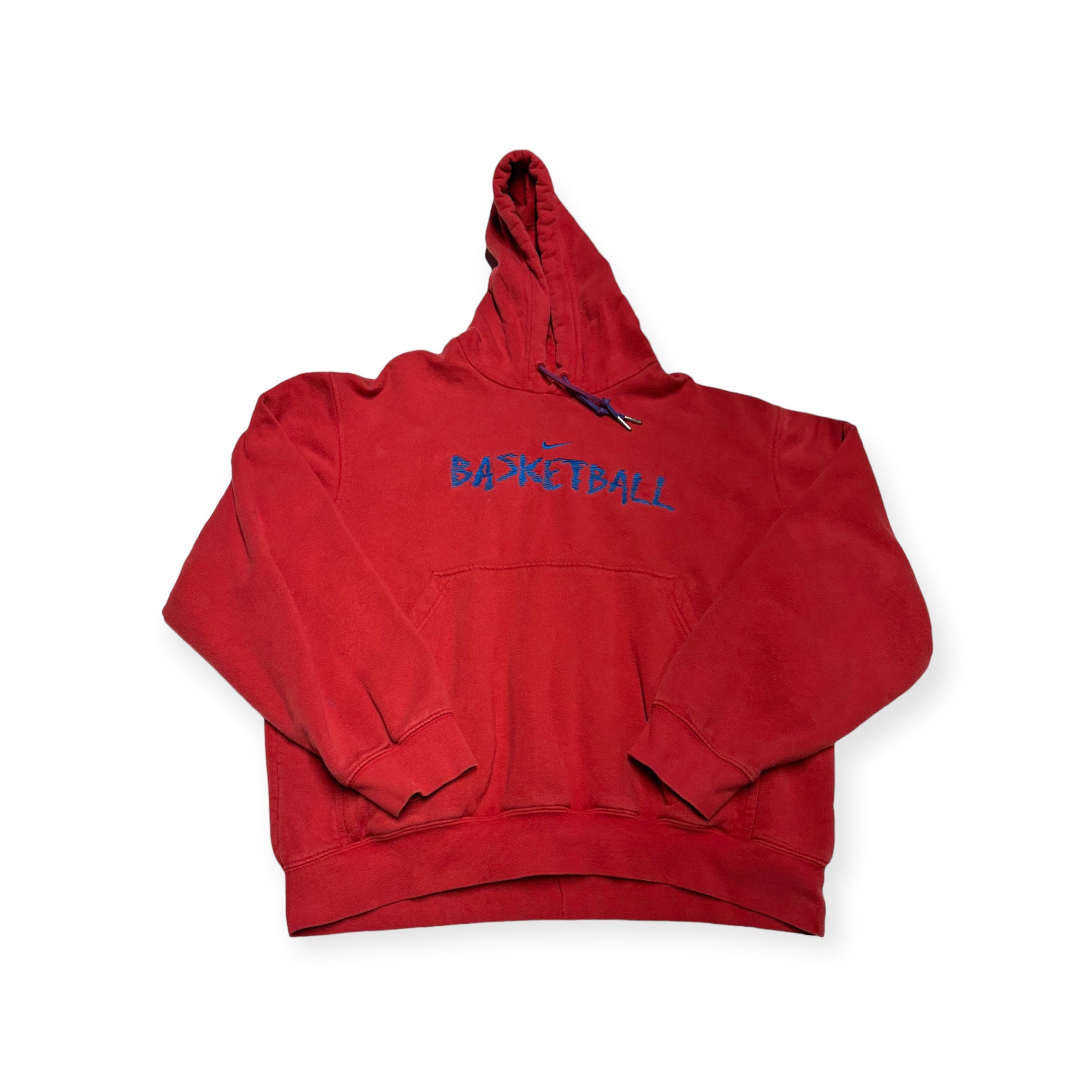 トップス 90s 00s NIKE BASKETBALL SWEATSHIRT VTG 90s 00s Nike Basketball Red Center Swoosh Hoodie