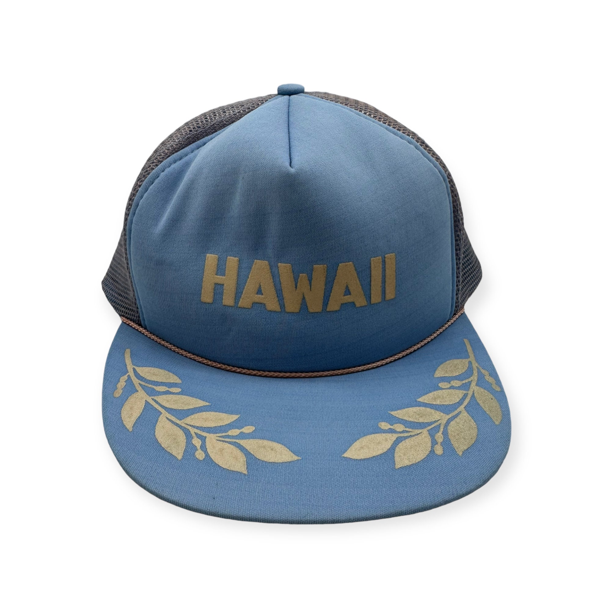 VTG 80s 90s Hawaii Islands Light Blue Snapback Trucker Hat 
