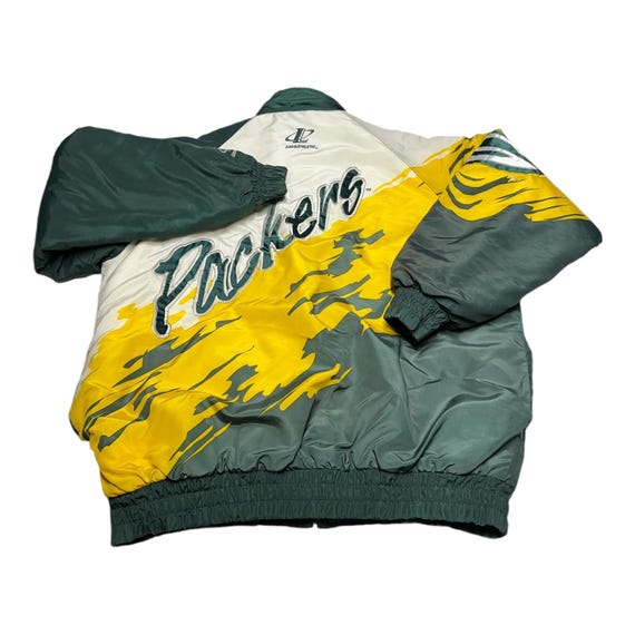 Vintage 90s Logo Athletic Splash Green Bay Packers Puffer Vintage 90s Logo Athletic Splash Green Bay Packers Puffer