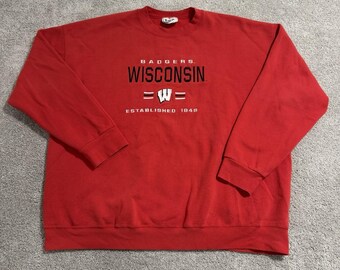 Vintage Wisconsin Badgers Sweatshirt Men XXL Red Pullover Crewneck Lee Sport 90s