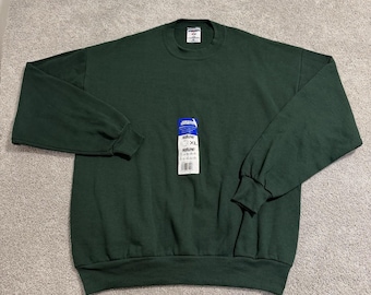 Vintage Jerzees Sweatshirt Men Sz XL Dark Green Blank Crewneck NuBlend USA Made