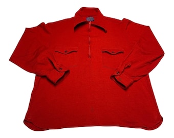 Vintage Pendleton Shirt Mens XL Red Long Sleeve 1/4 Zip Causal Double Pockets