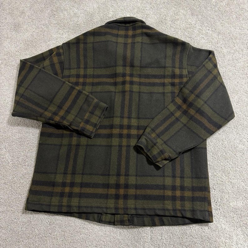 Vintage Pendleton Wool Shirt Jacket Men Sz L Green Plaid Long Sleeve Heavyweight image 2
