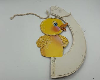 Vintage Easter Chick in Egg Paper Honeycomb Accordian Hanging Decoration by Russ