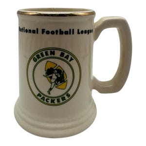 Vintage Green Bay Packers Ceramic Stein Mug NFL Football 60s 4 3/4&quot; Tall Retro