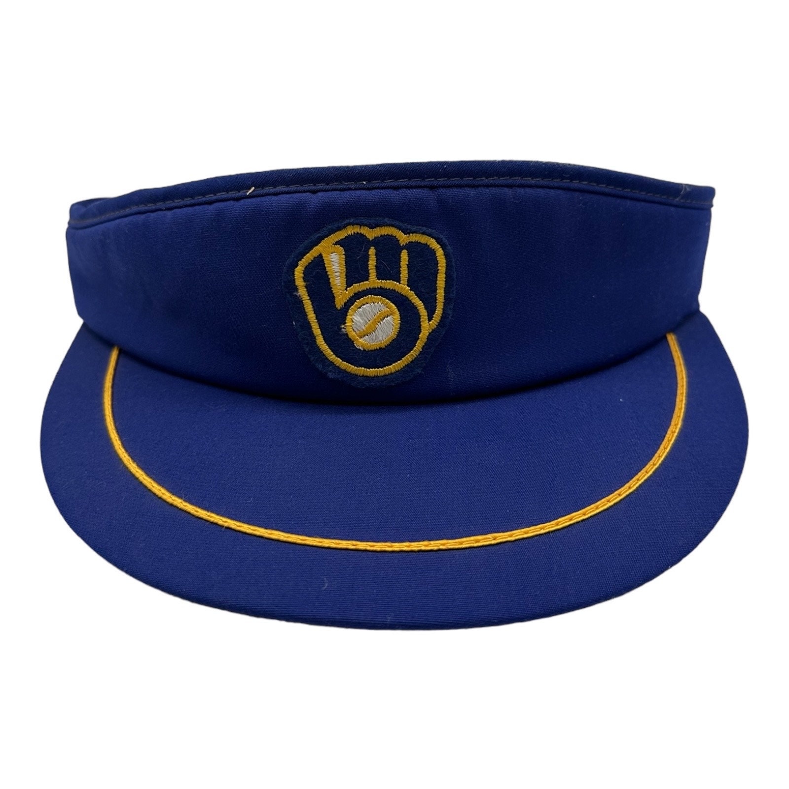 Vintage MLB Milwaukee Brewer Gray and Blue Ribbed Knit Beanie with Visor Royal Blue Milwaukee Brewers True Authentic On Field 59fifty  main image 2