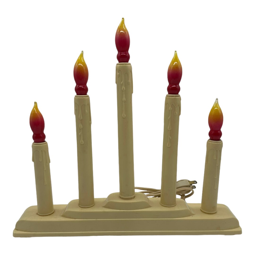 VTG Christmas Candolier Plastic Window Candle Lights Working Etsy