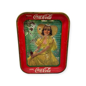 1938 Original Coca Cola Advertising Tin Tray By American Art Works Woman Serving