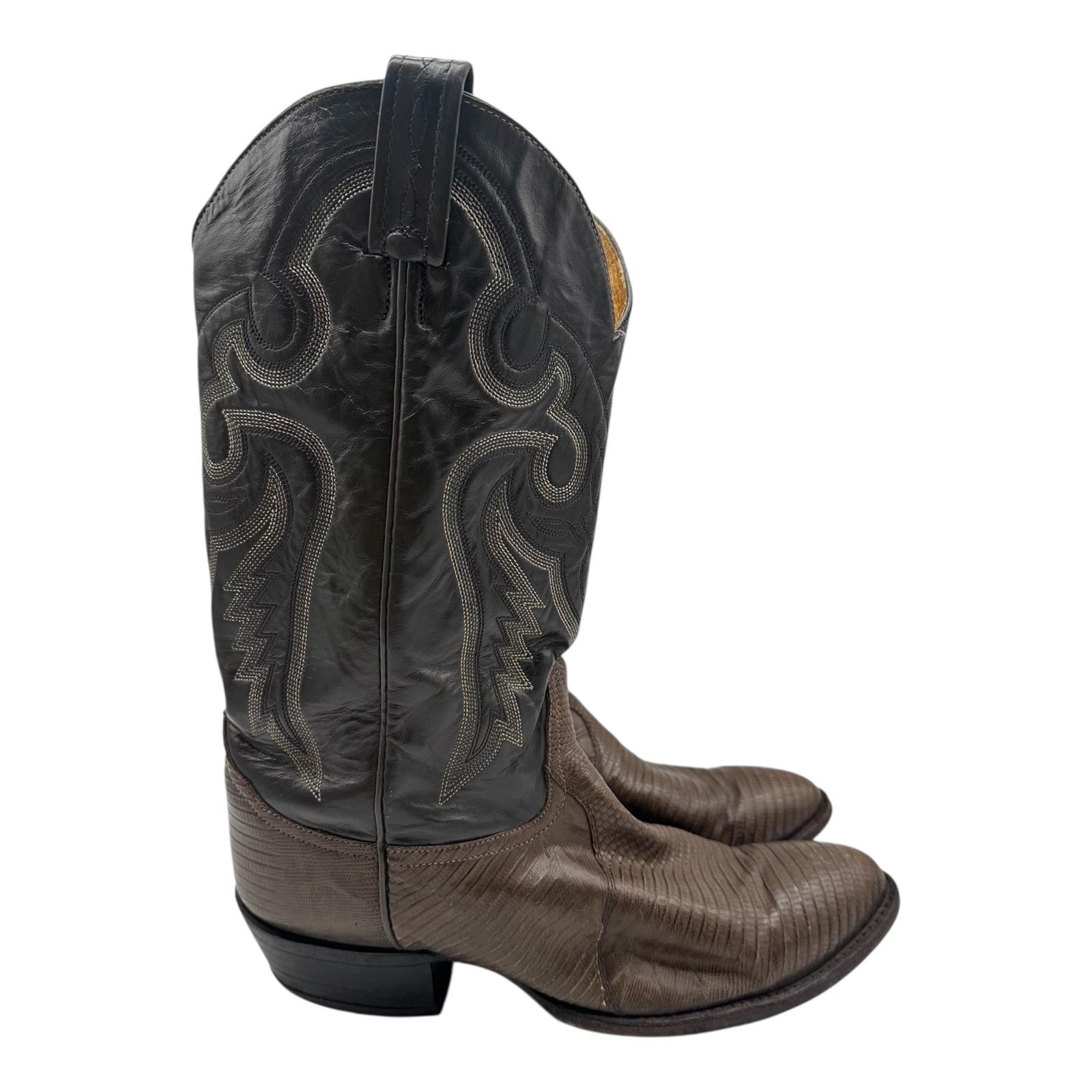 Tony Lama Lizard Leather Cowboy Boots Mens Size 10 D Gray  display picture 1