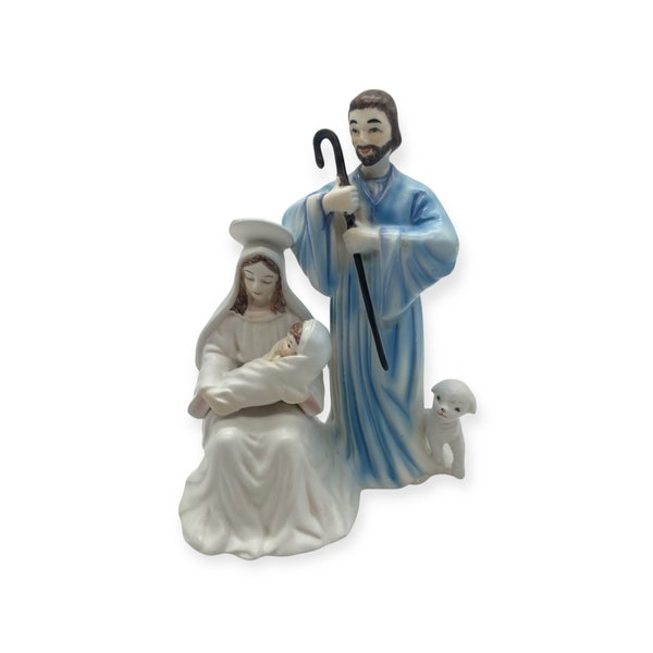 VTG Enesco Holy Family Jesus Mary Joseph Figurine Japan Nativity 6.75" Tall