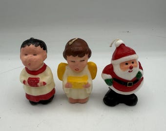 Lot of 3 Vintage Christmas Candles Santa Choir Boys Unburned