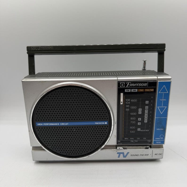 Vintage Emerson Portable Am/Fm Tv Weatherband Radio Ac/Dc PM3909A - Tested Works image 1