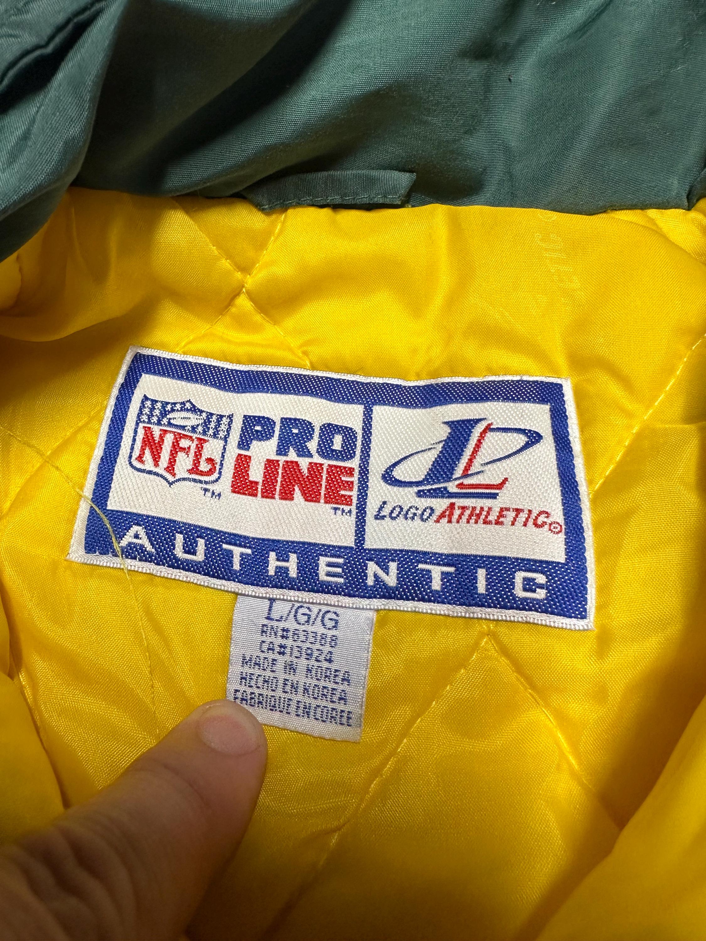 Vintage 90s Logo Athletic Splash Green Bay Packers Puffer Jacket