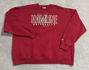 Vintage Hamline University Sweatshirt Men XXL Red Pullover Crewneck Champion Y2K