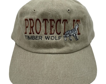 VTG 90s Protect It Timber Wolf Wolves Snapback Hat Cap Nissun