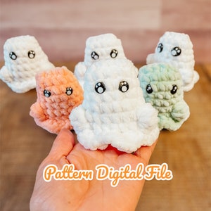 Crochet No Sew Ghost Pattern: mini plush crochet pattern, key chain crochet Halloween pattern, chunky easy Crochet Ghost Pattern Amigurumi