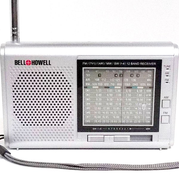 Vintage BELL & HOWELL 12 Band Portable Receiver 08M3 Battery Transistor Radio Case Ear Portable Radio